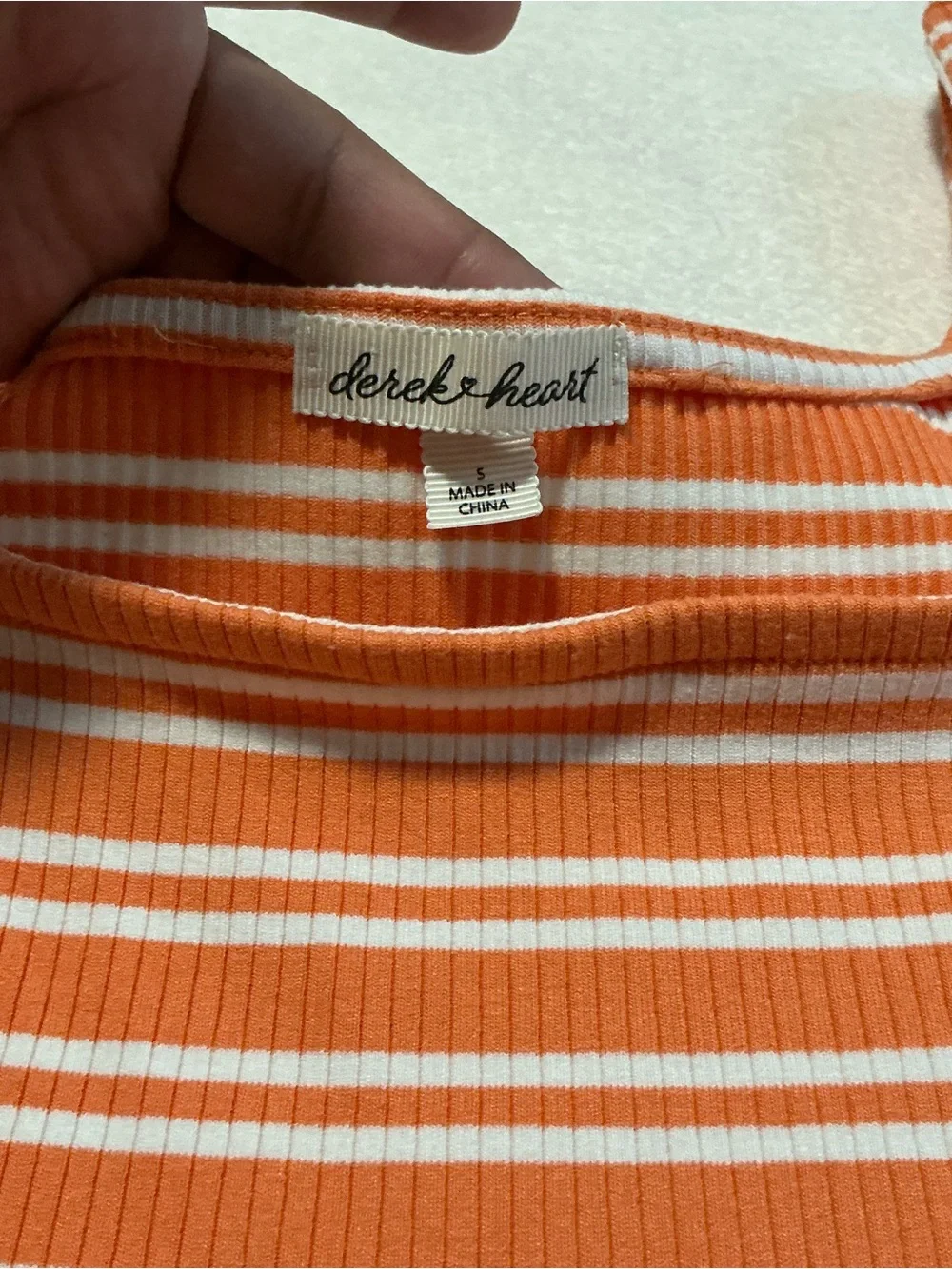 Derek Heart Striped Ribbed Bodycon Tank Dress Orange White Casual Mini Size S